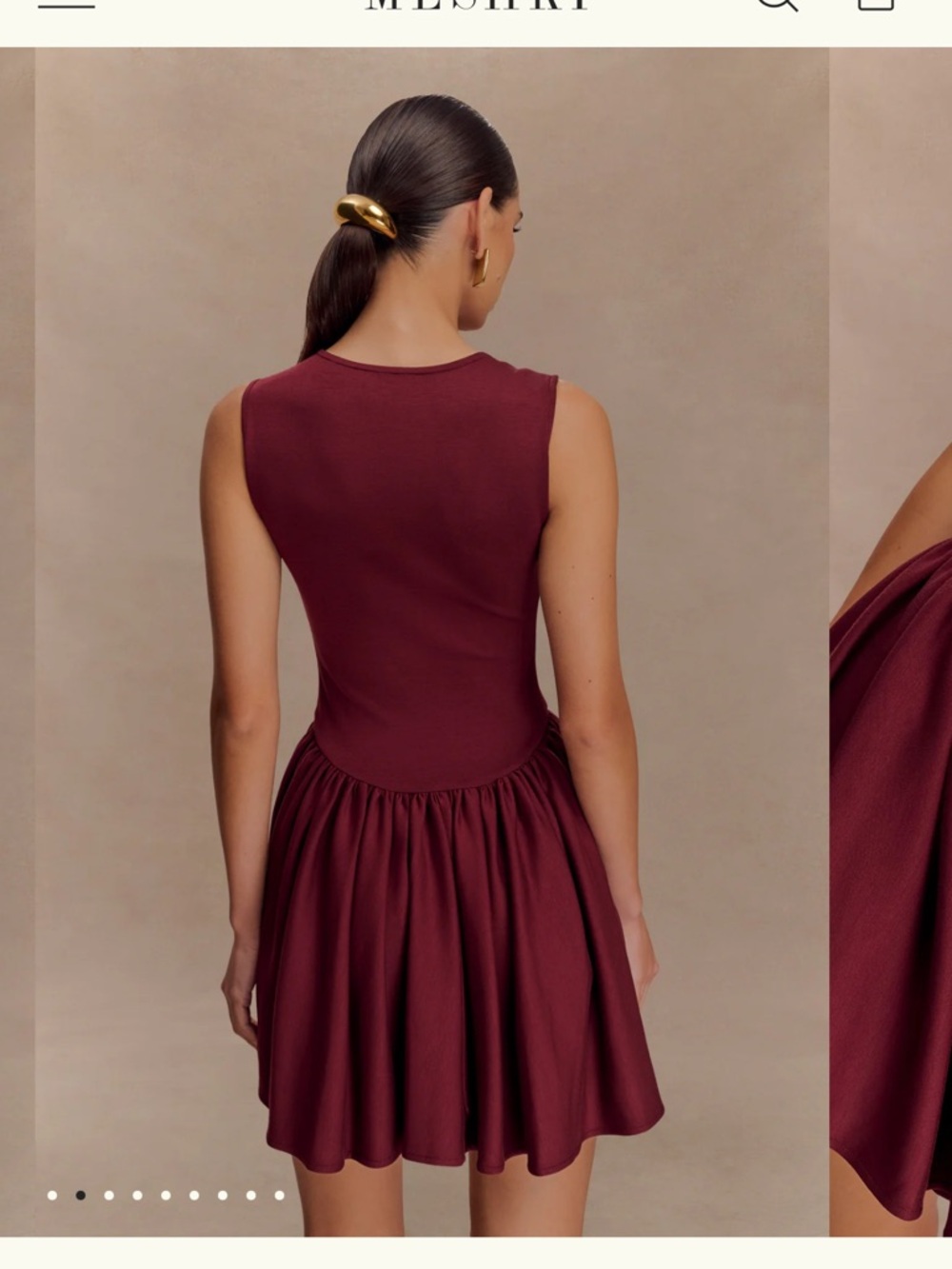 Meshki Square-Neck Mini Dress in Burgundy - Picture 2 of 6